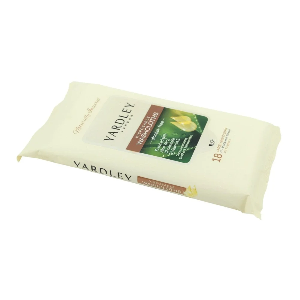 Yardley London Disposable Washcloths 3-Pack (54ct) 12x8 Body Wipes - Aloe Vera
